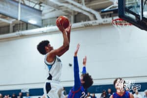 Omaha Concordia’s Ryan Taylor (0) is shooting over a defender during a high school basketball game against Gross Catholic on January 13, 2026 in Omaha, Nebraska. Photo By Jack Stephens.