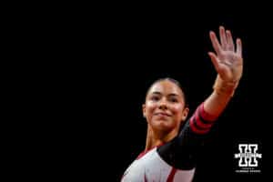 Nebraska Cornhusker Isabel Sikon performs in the floor routine during the Ameritas Master’s Classic women's gymnastic meet on Saturday, Jan. 10, 2026, in Lincoln, Nebraska. Photo by Braden Cochran.