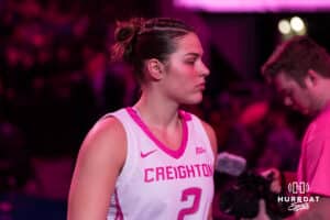Creighton Bluejay Kennedy Townsend (2) gets introduced before a college basketball game against UCONN on Jan 11, 2026 in Omaha, Nebraska. Photo by Brandon Tiedemann