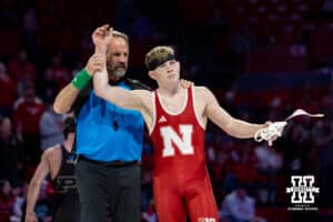 At 133: #8 Nebraska Cornhusker Jacob takes the win against Blake Boarman, by major decision 13-2 during a college wrestling match on Friday, Jan. 9, 2026, in Lincoln, Nebraska. Photo by John S. Peterson.