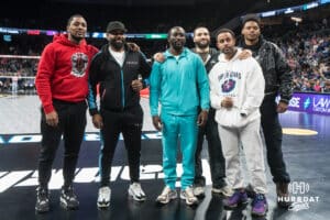 Terence Bud Crawford, Nico Ali Walsh and friends pose for a photo during a professional volleyball match against the San Diego Mojo on Jan 8, 2026 in Omaha, Nebraska. Photo by Brandon Tiedemann