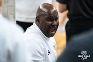 Omaha Maverick head coach Chris Crutchfield talks in a timeout during a basketball game against Kansas City on Saturday, Jan 3, 2026, in Omaha, Nebraska. Photo by Brandon Tiedemann.