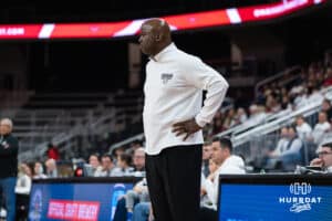Omaha Maverick head coach Chris Crutchfield looks on during a basketball game against Kansas City on Saturday, Jan 3, 2026, in Omaha, Nebraska. Photo by Brandon Tiedemann.