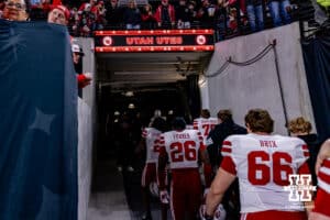 Nebraska Cornhuskers head to the locker room after the loss to the Utah Utes during the Las Vegas Bowl game on Wednesday, Dec. 31, 2025, in Las Vegas, NV. Photo by John S. Peterson.
