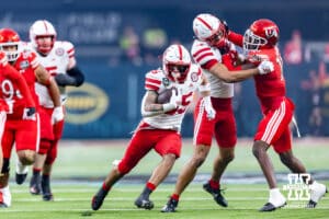 Nebraska Cornhusker running back Mekhi Nelson (35) runs with the ball against the Utah Utes in the first quarter during the Las Vegas Bowl game on Wednesday, Dec. 31, 2025, in Las Vegas, NV. Photo by John S. Peterson.