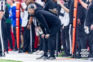 Nebraska Cornhusker head coach Matt Rhule watches the action on the field against the Utah Utes during the Las Vegas Bowl game on Wednesday, Dec. 31, 2025, in Las Vegas, NV. Photo by John S. Peterson.