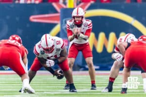 Nebraska Cornhusker quarterback TJ Lateef (14) ready for the snap against the Utah Utes in the first quarter during the Las Vegas Bowl game on Wednesday, Dec. 31, 2025, in Las Vegas, NV. Photo by John S. Peterson.