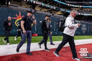 Nebraska Cornhusker head coach Matt Rhule arrives at the stadium to take on the Utah Utes during the Las Vegas Bowl game on Wednesday, Dec. 31, 2025, in Las Vegas, NV. Photo by John S. Peterson.