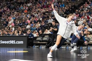 Omaha Supernova Norah TeBrake (7) runs around after a point during a major league volleyball match against the Atlanta Vibe on Feb 26, 2026, in Omaha, Nebraska. Photo by Brandon Tiedemann