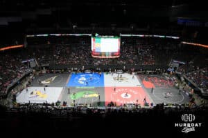 Crowds and mats during Nebraksa Girls Wrestling Quarterfinals on Feb 17, 2026, in Omaha, Nebraska. Photo by Brandon Tiedemann