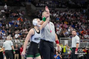 Skutt Catholics Kaylyn Harril defeats Lincoln Northeasts Sammara Alfayoduring Nebraska Girls Wrestling on Feb 17, 2026, in Omaha, Nebraska. Photo by Brandon Tiedemann