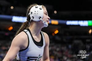 Skutt Catholics Kaylyn Harril during Nebraska Girls Wrestling on Feb 17, 2026, in Omaha, Nebraska. Photo by Brandon Tiedemann