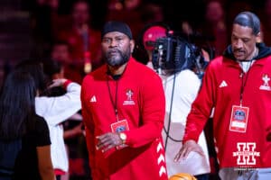 Nebraska Cornhuskers Erick Strickland returns for the alumni game against the Northwestern Wildcats during a college basketball game on Saturday, Feb. 14, 2026, in Lincoln, Nebraska. Photo by John S. Peterson.