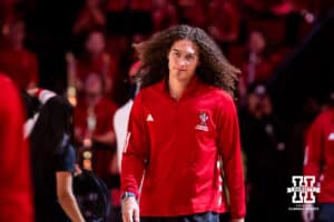 Nebraska Cornhuskers Josiah Allick returns for the alumni game against the Northwestern Wildcats during a college basketball game on Saturday, Feb. 14, 2026, in Lincoln, Nebraska. Photo by John S. Peterson.