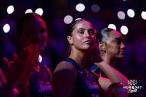 Omaha Supernovas Merritt Beason (13) waits for the introductions during a professional volleyball match against the Dallas Pulse on Thursday, Feb. 12, 2026, in Omaha, Nebraska. Photo by John S. Peterson.