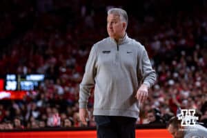 Purdue Boilermaker head coach Matt Painter walks along the sideline watching the game action against the Nebraska Cornhuskers during a college basketball game on Tuesday, Feb. 10, 2026, in Lincoln, Nebraska. Photo by John S. Peterson.