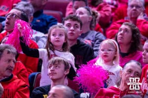 Nebraska Cornhuskers fans cheering on their favorite team against the Maryland Terrapins during a women’s basketball game on Saturday, Feb. 7, 2026, in Lincoln, Nebraska. Photo by John S. Peterson.