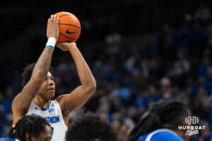 Creighton Bluejay Blake Harper (2) shoots a free throw during a college basketball game against Seton Hall on Feb 7, 2026, in Omaha, Nebraska. Photo by Brandon Tiedemann