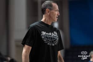 Creighton Bluejay head coach Jim Flanery during a college basketball game against Georgetown on Feb 4, 2026, in Omaha, Nebraska. Photo by Brandon Tiedemann