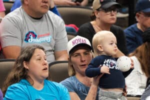 Omaha Supernova fan smiles during a major league volleyball match against Grand Rapids on March 20, 2026, in Omaha, Nebraska. Photo by Brandon Tiedemann