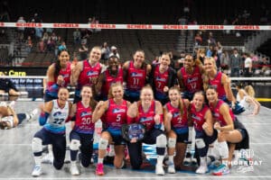 Omaha Supernovas pose for a picture after a major league volleyball match against Grand Rapid on March 20, 2026, in Omaha, Nebraska. Photo by Brandon Tiedemann