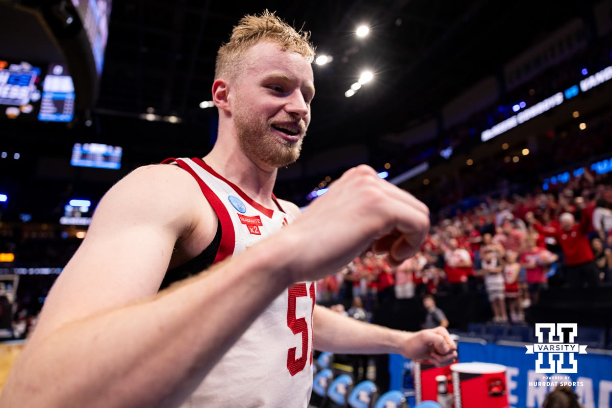 Nebraska Cornhusker forward Rienk Mast (51) heads to the locker room after the win over the Troy Trojans during the first round of the NCAA Men’s Basketball Championship on Thursday, March 19, 2026, in Oklahoma City. Photo by John S. Peterson.