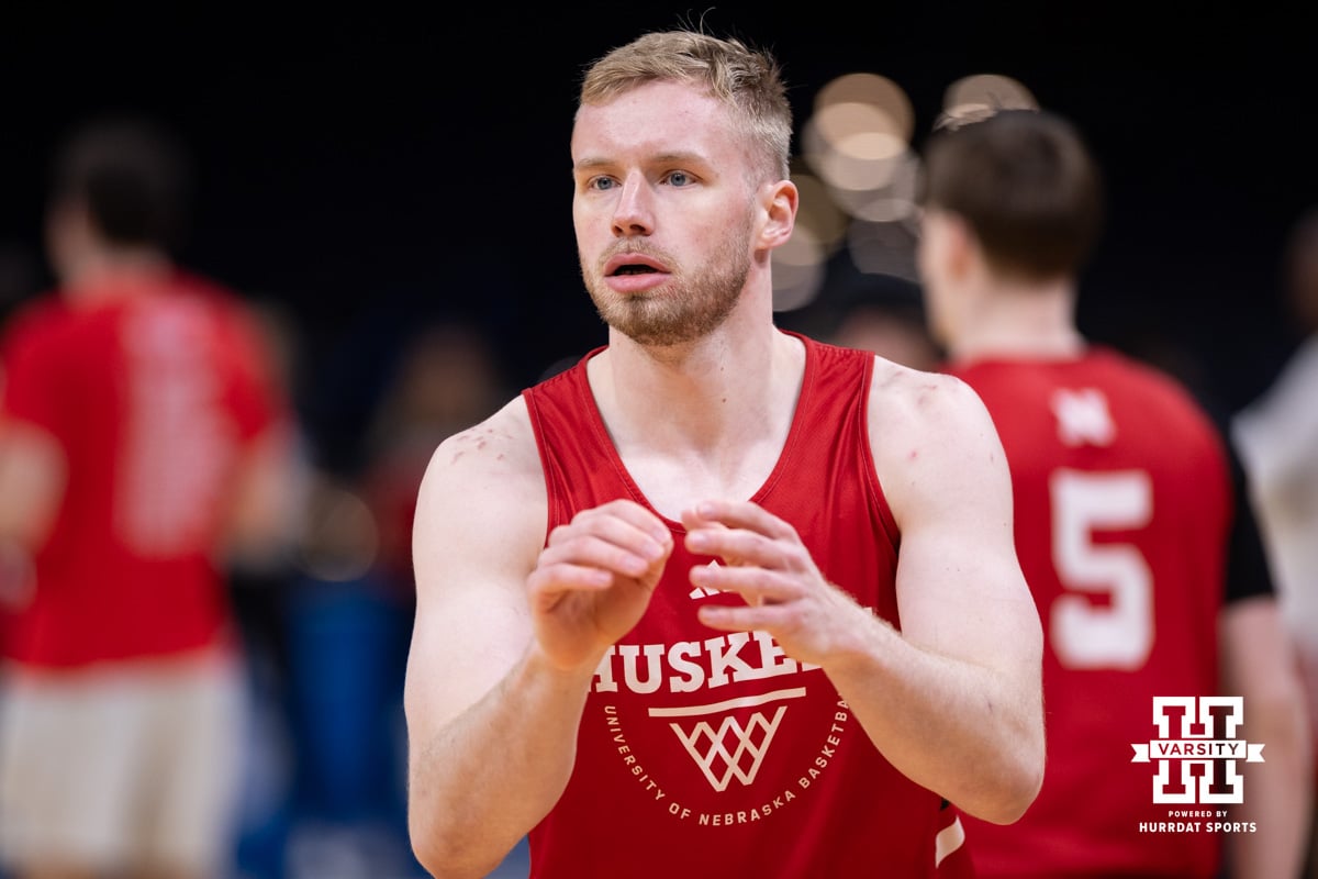 Nebraska Cornhusker forward Rienk Mast (51) ready for the ball during the NCAA Men’s Basketball Championship media day on Wednesday, March 18, 2026, in Oklahoma City. Photo by John S. Peterson.
