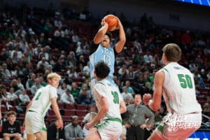 Elkhorn North's Nike Orgilbold (13) shoots during a Boys State Championship Semifinal Round basketball game Friday, March 13, 2026, in Lincoln, Nebraska. Photo by Jackson D. Luethje.