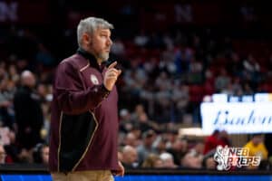 East Butler head coach Matt Novak during a Boys State Championship First Round basketball game Thursday, March 12, 2026, in Lincoln, Nebraska. Photo by Jackson D. Luethje.