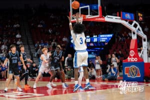 Creighton Prep's Torran Carter-brown (3) shoots during a Boys State Championship First Round basketball game Wednesday, March 11, 2026, in Lincoln, Nebraska. Photo by Jackson D. Luethje.