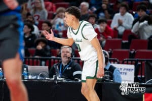 Lincoln Southwest's Dakari Wilson (30) three point celebration during a Boys State Championship First Round basketball game Wednesday, March 11, 2026, in Lincoln, Nebraska. Photo by Jackson D. Luethje.