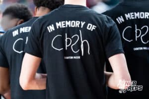 Millard North’s warmup shirt during a Boys State Championship First Round basketball game Wednesday, March 11, 2026, in Lincoln, Nebraska. Photo by Jackson D. Luethje.