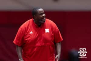 Nebraska Cornhuskers run game coordinator Lonnie Teasley during spring football practice on Tuesday, March 10, 2026, in Lincoln, Nebraska. Photo by John S. Peterson.