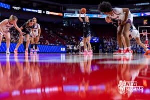 Blair’s Beau Wendt (11) is shooting a free throw during a high school basketball game against Norris in the first round of the NSAA state girls basketball tournament on March 4, 2026 in Lincoln, Nebraska. Photo By Jack Stephens.