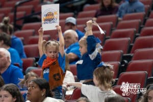 Humphrey Archangels' fans during a Girls State Championship First Round basketball game Wednesday, March 4, 2026, in Lincoln, Nebraska. Photo by Jackson D. Luethje.