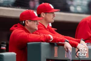 Nebraska Cornhusker head coach Will Bolt watches the action on the field against the Omaha Mavericks in the third inning during a college baseball game on Tuesday, March 3, 2026, in Lincoln, Nebraska. Photo by John S. Peterson.