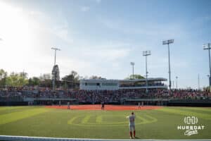 Connie Claussen field during a college softball game on April 21, 2026, in Omaha, Nebraska. Photo by Brandon Tiedemann