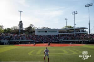 Connie Claussen field during a college softball game on April 21, 2026, in Omaha, Nebraska. Photo by Brandon Tiedemann