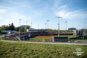 Connie Claussen field during a college softball game on April 21, 2026, in Omaha, Nebraska. Photo by Brandon Tiedemann