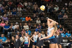 Omaha Supernova Leyla Blackwell (26) serves during a major league volleyball match against Grand Rapids Rise on April 10, 2026, in Omaha, Nebraska. Photo by Brandon Tiedemann