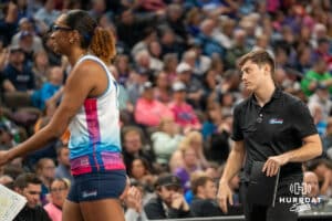 Omaha Supernova interim head coach Thomas Robson calls a timeout during a major league volleyball match against Grand Rapids Rise on April 10, 2026, in Omaha, Nebraska. Photo by Brandon Tiedemann