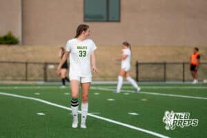 Pius’ Kate Miller (33) during a high school girls soccer game Monday, March 30, 2026, in Gretna, Nebraska. Photo by Jackson D. Luethje.