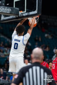 Creighton Bluejay forward Jasen Green (0) dunks the ball against the Rutgers Scarlet Knights during the first round of the Crown tournament on Thursday, April 2, 2026, in Las Vegas, Nevada. Photo by Cole Curtis.