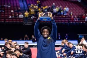 Michigan's Fred Richard awarded the Gymnast of the Championships during the Big Ten Men’s Gymnastics Championships on Saturday, April 4, 2026, in Lincoln. Photo by John S. Peterson.