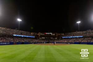 12,605 attendance for the game between Nebraska and Arkansas during the WCWS first round on Thursday, May 28, 2026, in Oklahoma City. Photo by John S. Peterson.