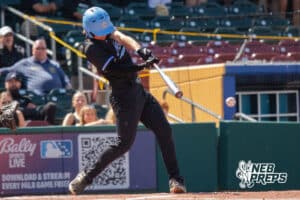 Elkhorn North at bat during a Nebraska baseball Class B state championship game against Skutt Catholic on Saturday, May 23, 2026, in Omaha, Neb. Photo by Jandi Green.