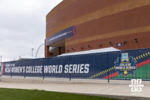 WCWS signage during the WCWS softball media day on Wednesday, May 27, 2026, in Oklahoma City. Photo by John S. Peterson.