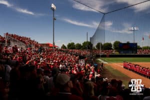 Nebraska Cornhusker fans pack the seats during the NCAA Softball Super Regionals at Rhonda Revelle Field at Bowlin Stadium on Saturday, May 23, 2026 in Lincoln, Neb. Photo by Collin Stilen.