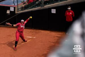 Nebraska Cornhusker Alexis Jensen (99) during the NCAA Softball Super Regionals at Rhonda Revelle Field at Bowlin Stadium on Saturday, May 23, 2026 in Lincoln, Neb. Photo by Collin Stilen.