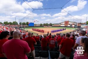 The National Anthem being performed before the game between the Nebraska Cornhuskers and Grand Canyon Antelopes during the NCAA Softball Regionals on Sunday, May 17, 2026, in Lincoln, Neb. Photo by John S. Peterson.